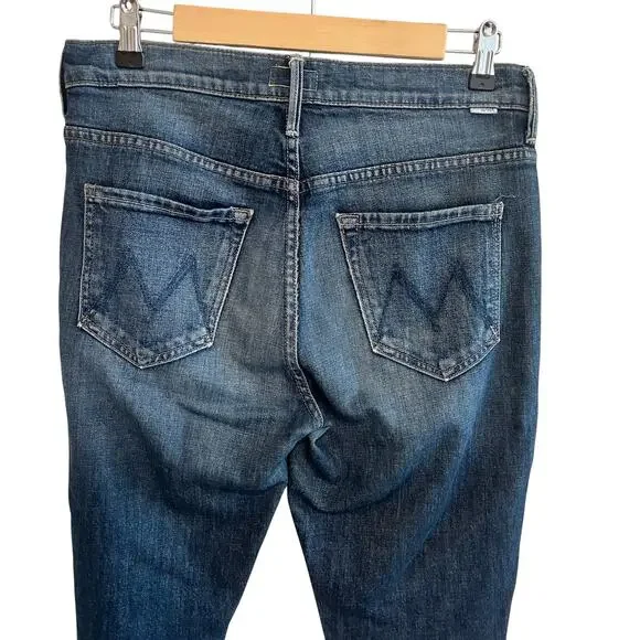 Mother The Stunner Fray Raw Hem Skinny Jeans Roasting Nuts Blue Size 28 - Picture 5 of 9